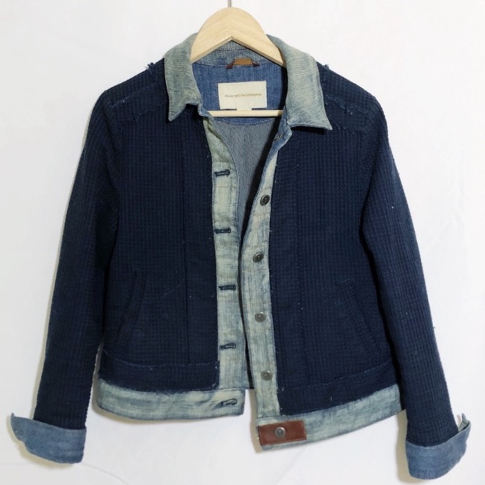 Anthropologie Pilcro and The Letterpress Waffle Knit Denim Jacket XL
